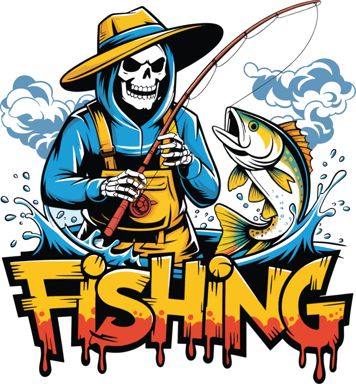 Angler T-Shirt "Skull Fishing" Unisex