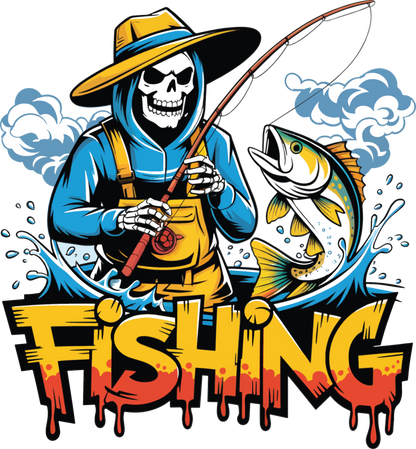 Angler T-Shirt "Skull Fishing" Unisex